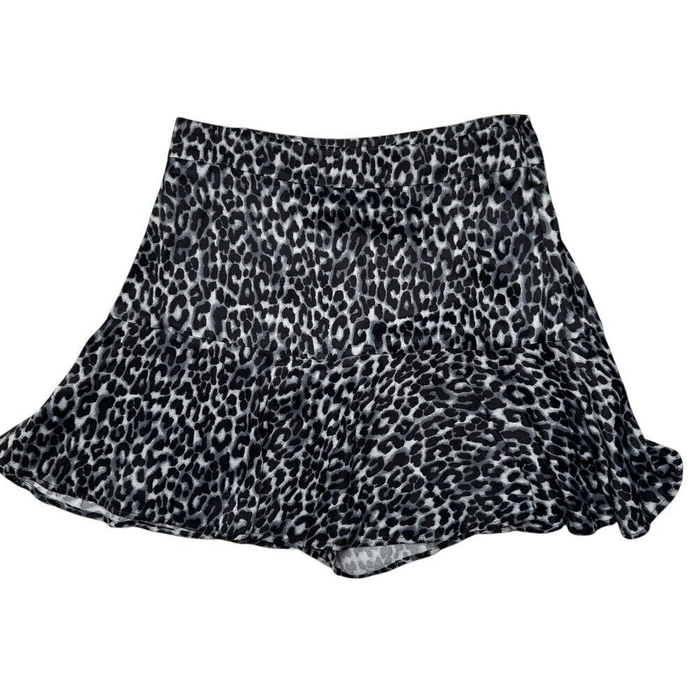 Zara Leopard Print Mini Skort Black/Navy Sz S NWT - Picture 2 of 10